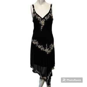Vintage Y2K R&M Richards Asymmetrical Hem Embroidered Dress